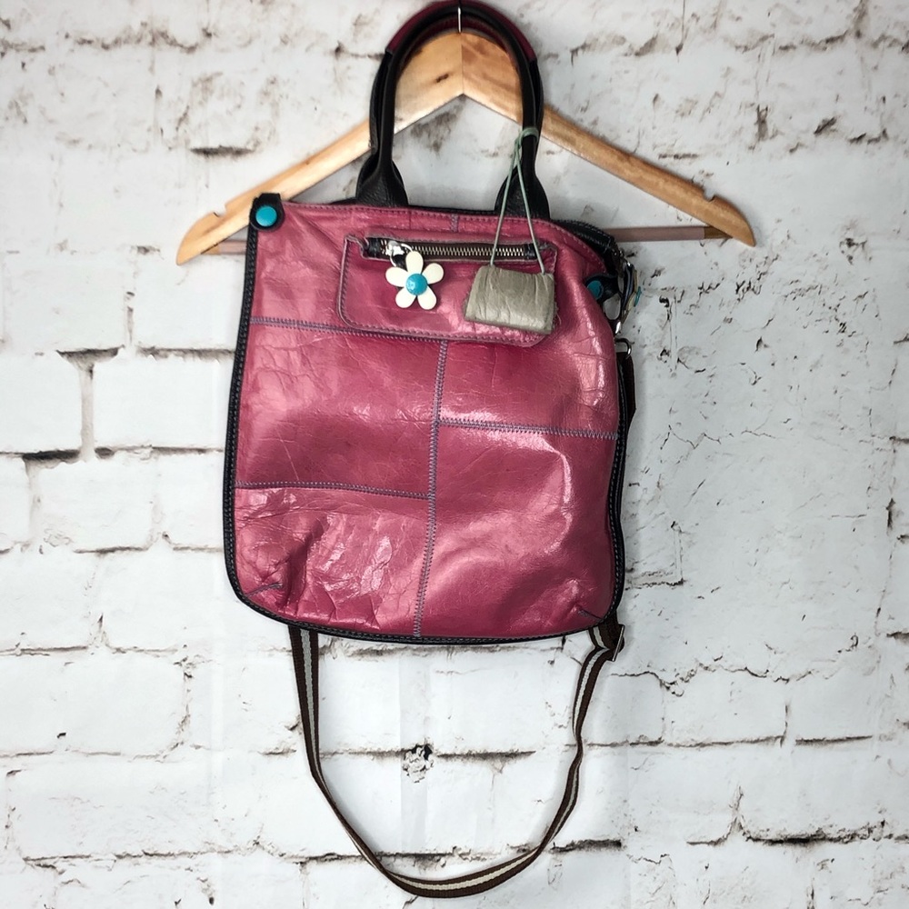 Vintage Italian Leather Fuschia Pink Shoulder Bag